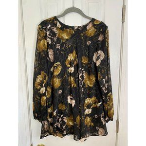 susan graver small Floral blouse